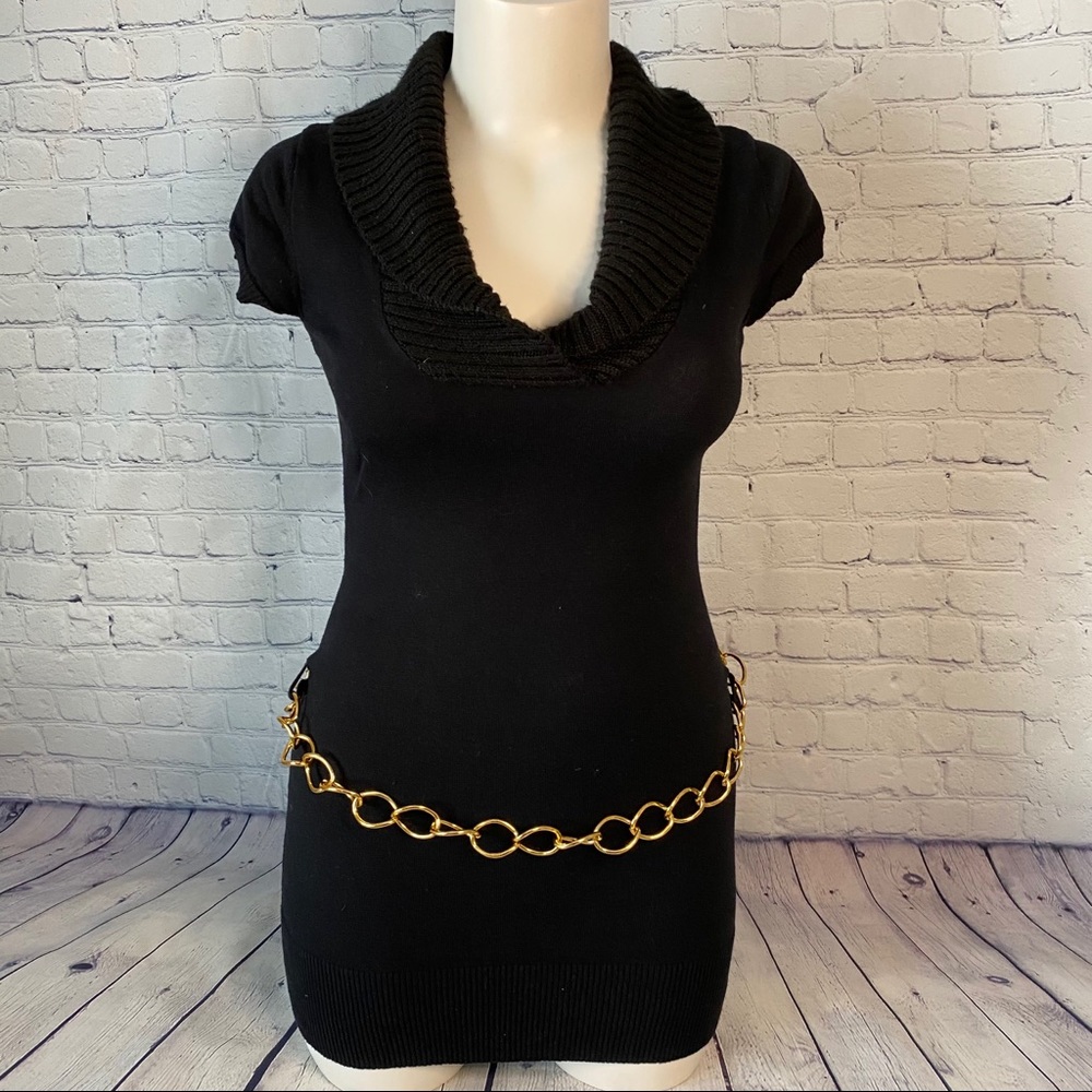 Venus sweater mini dress w/ chain belt
